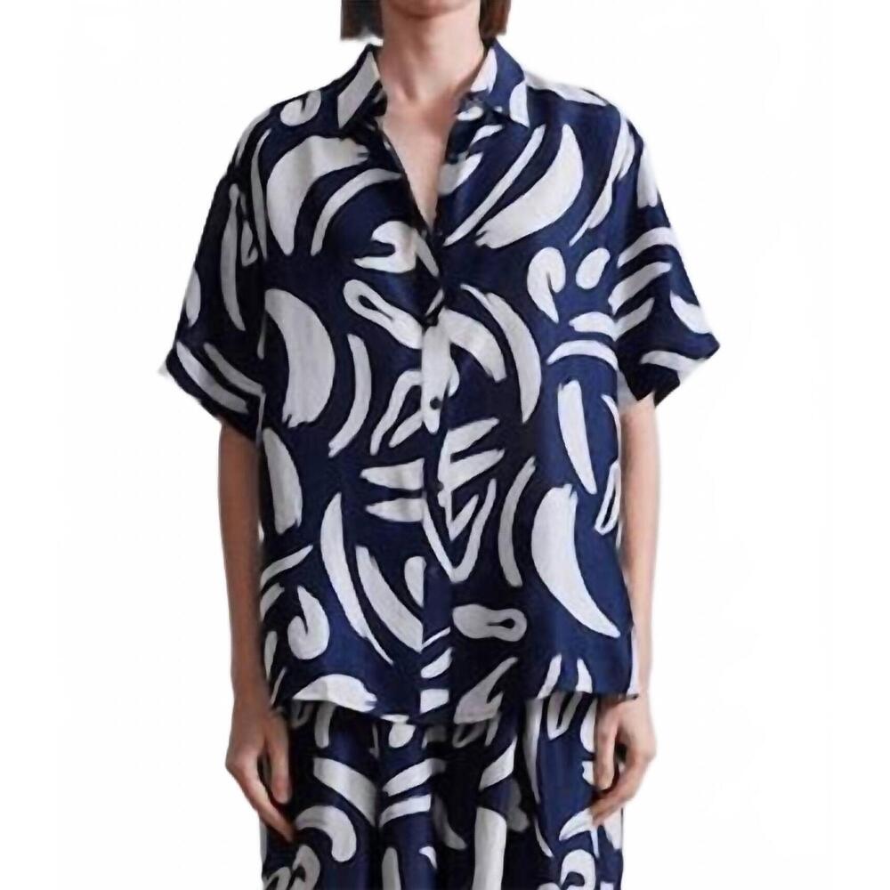 NEW APIECE APART albers button down top in navy - Picture 4 of 7